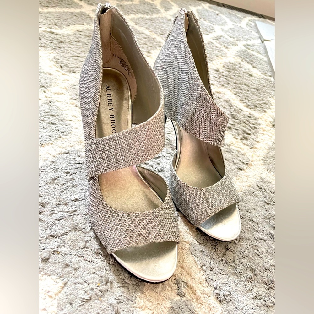 Audrey Brooke Silver Sparkly Heels